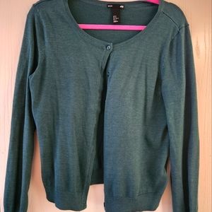 HM basic teal green cardigan